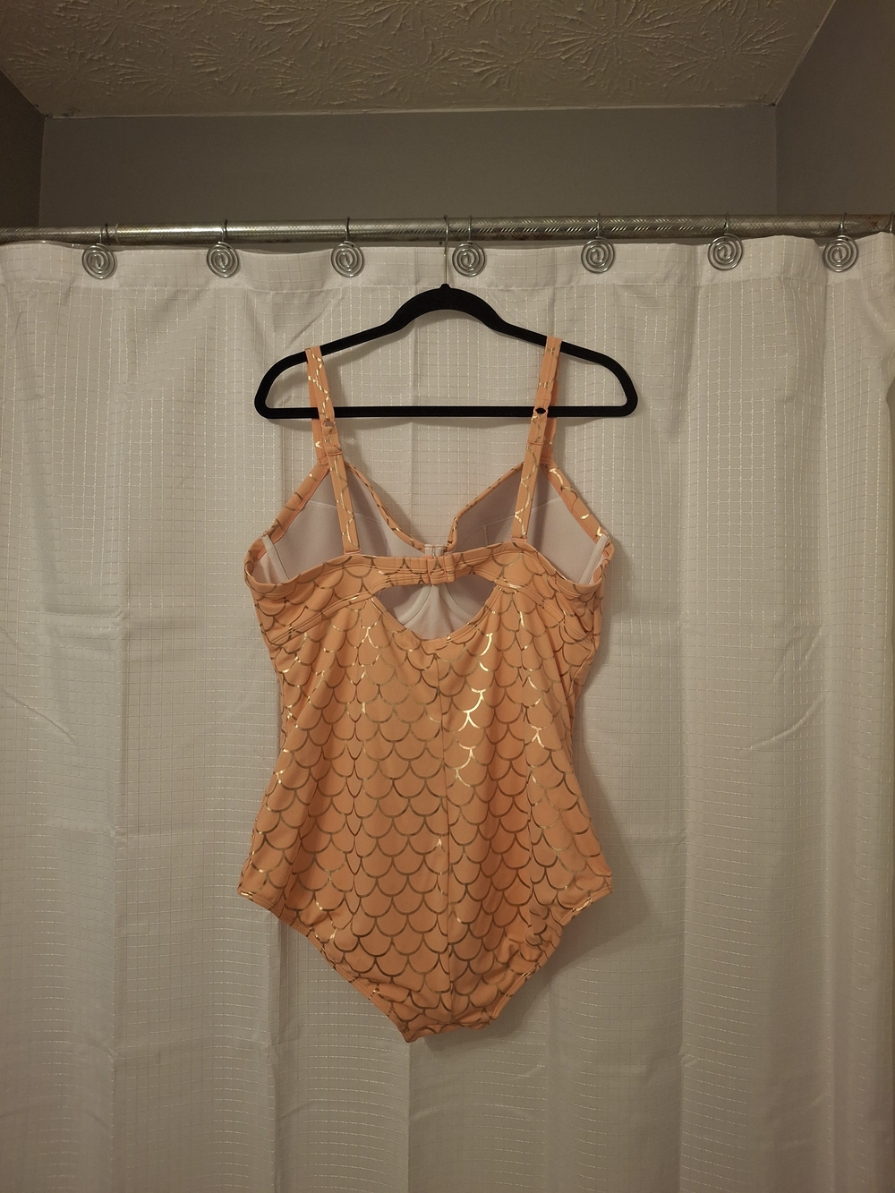 torrid Peach One-Piece Swimsuit with Gold Foil Scale Print - Picture 3 of 5